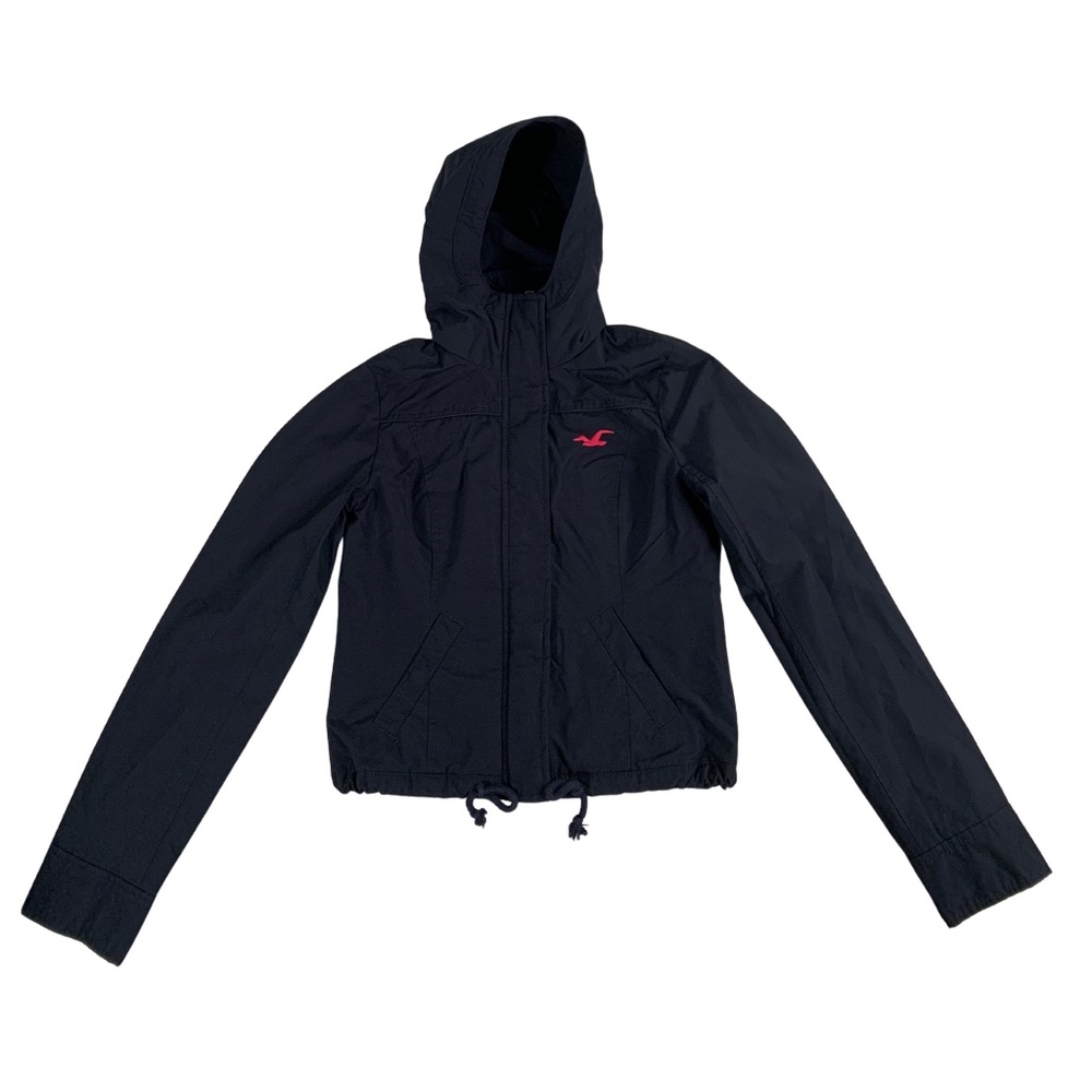Hollister All Weather Navy Jacket Girls XS Outdoors Drawstring Waist Preppy Y2K